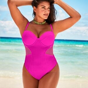 Swimsuits for all MESH UNDERWIRE ONE PIECE SWIMSUIT pink size 18 D/DD NEW